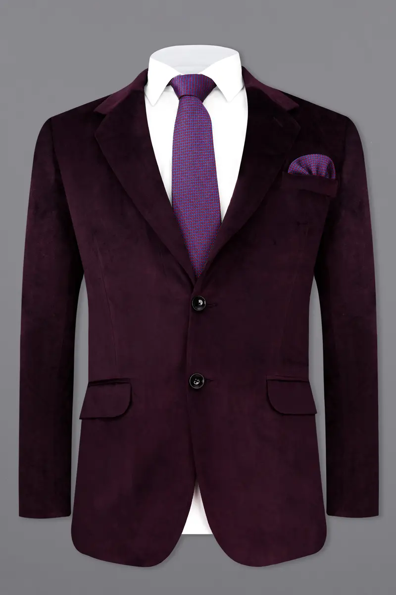Eclipse Wine Velvet Single Breasted Blazer 2