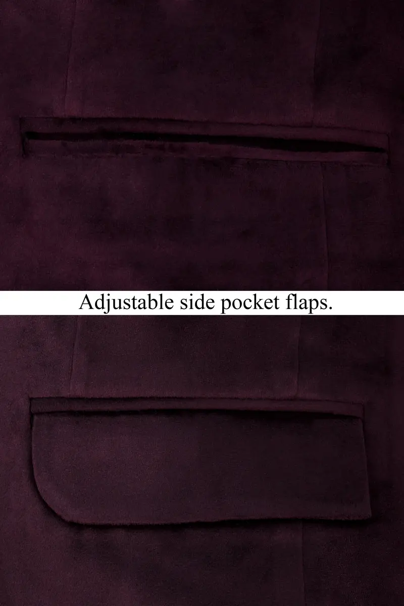 Eclipse Wine Velvet Single Breasted Blazer 5