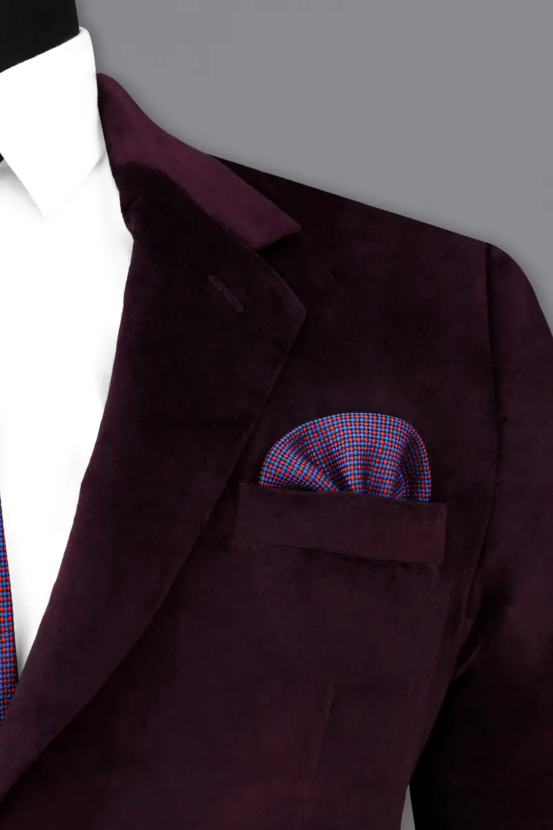 Eclipse Wine Velvet Single Breasted Blazer 6