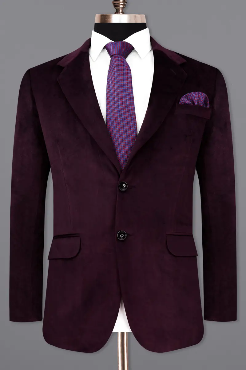 Eclipse Wine Velvet Single Breasted Blazer 8