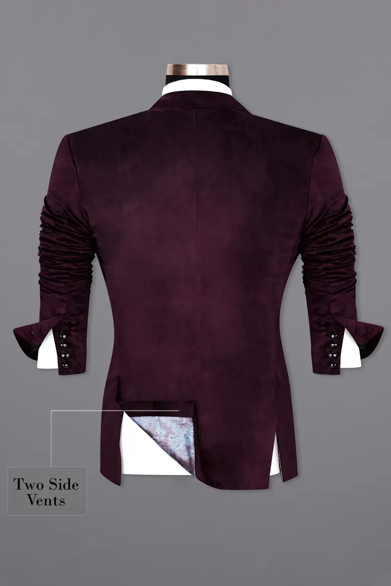 Eclipse Wine Velvet Single Breasted Blazer 9