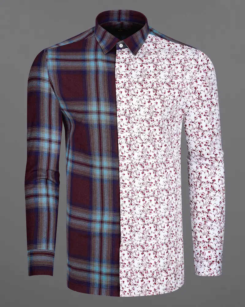 Eclipse Wine With Ditsy Printed Twill Premium Cotton Designer Shirt 2