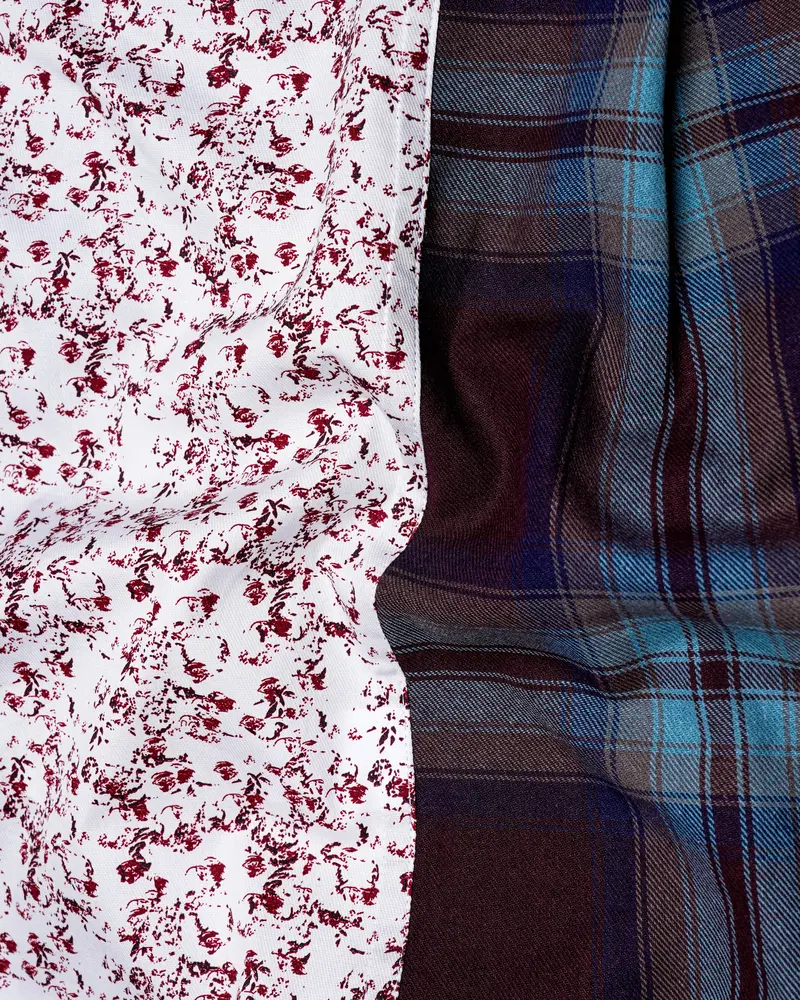 Eclipse Wine With Ditsy Printed Twill Premium Cotton Designer Shirt 3