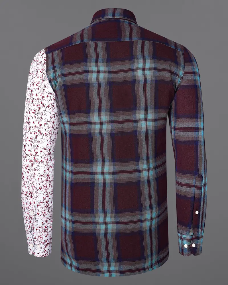 Eclipse Wine With Ditsy Printed Twill Premium Cotton Designer Shirt 7