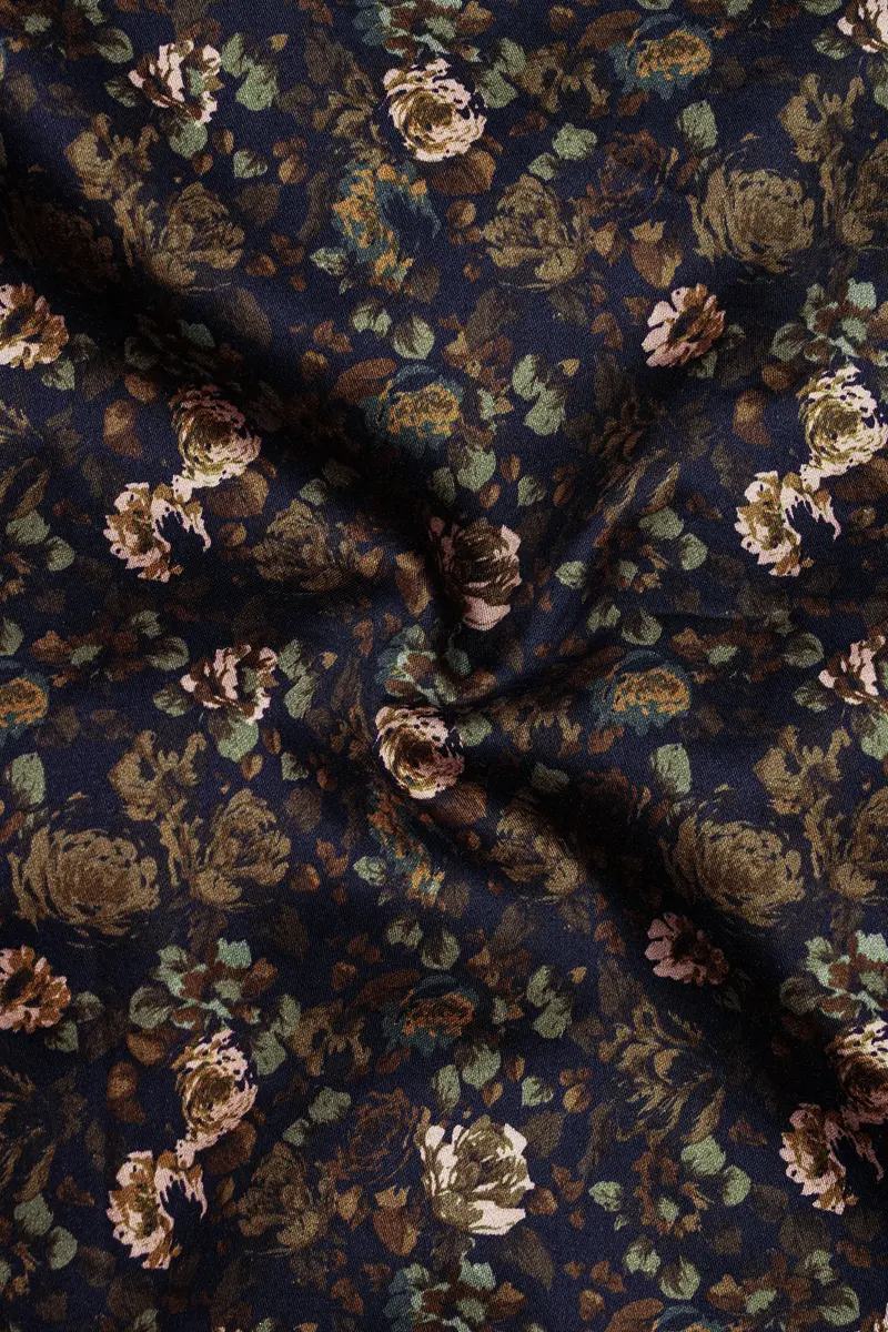 Eclora-Eclipse Brown Floral Printed Subtle Sheen Super Soft Premium Cotton Casual Shirt 3