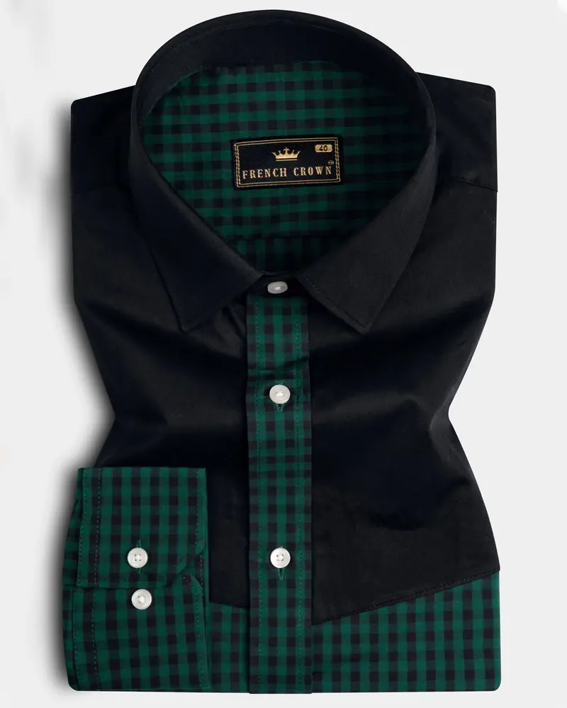 Eden Green And Jade Black Checkered Premium Cotton Shirt 1