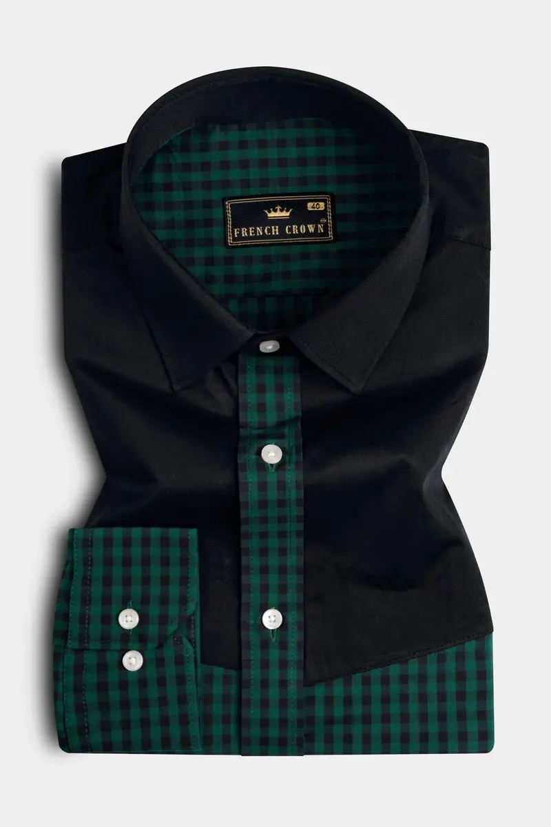 Eden Green And Jade Black Checkered Premium Cotton Shirt 2