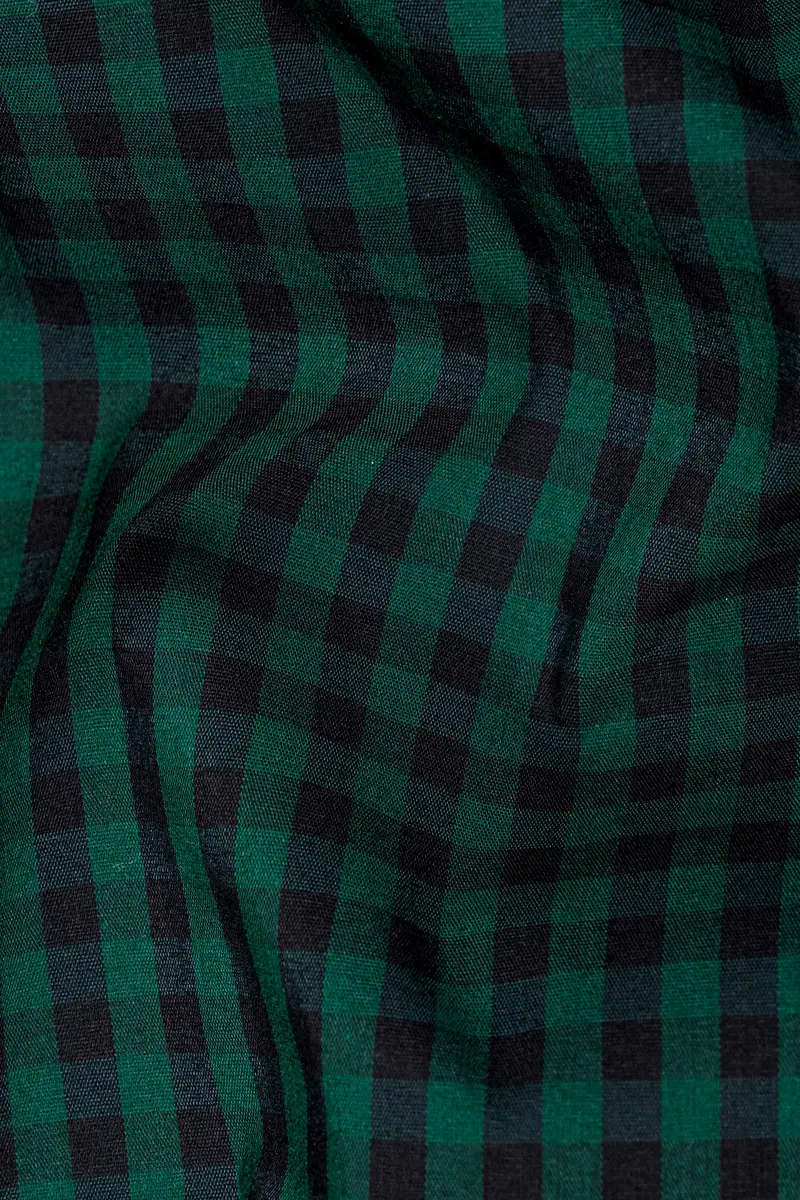 Eden Green And Jade Black Checkered Premium Cotton Shirt 3