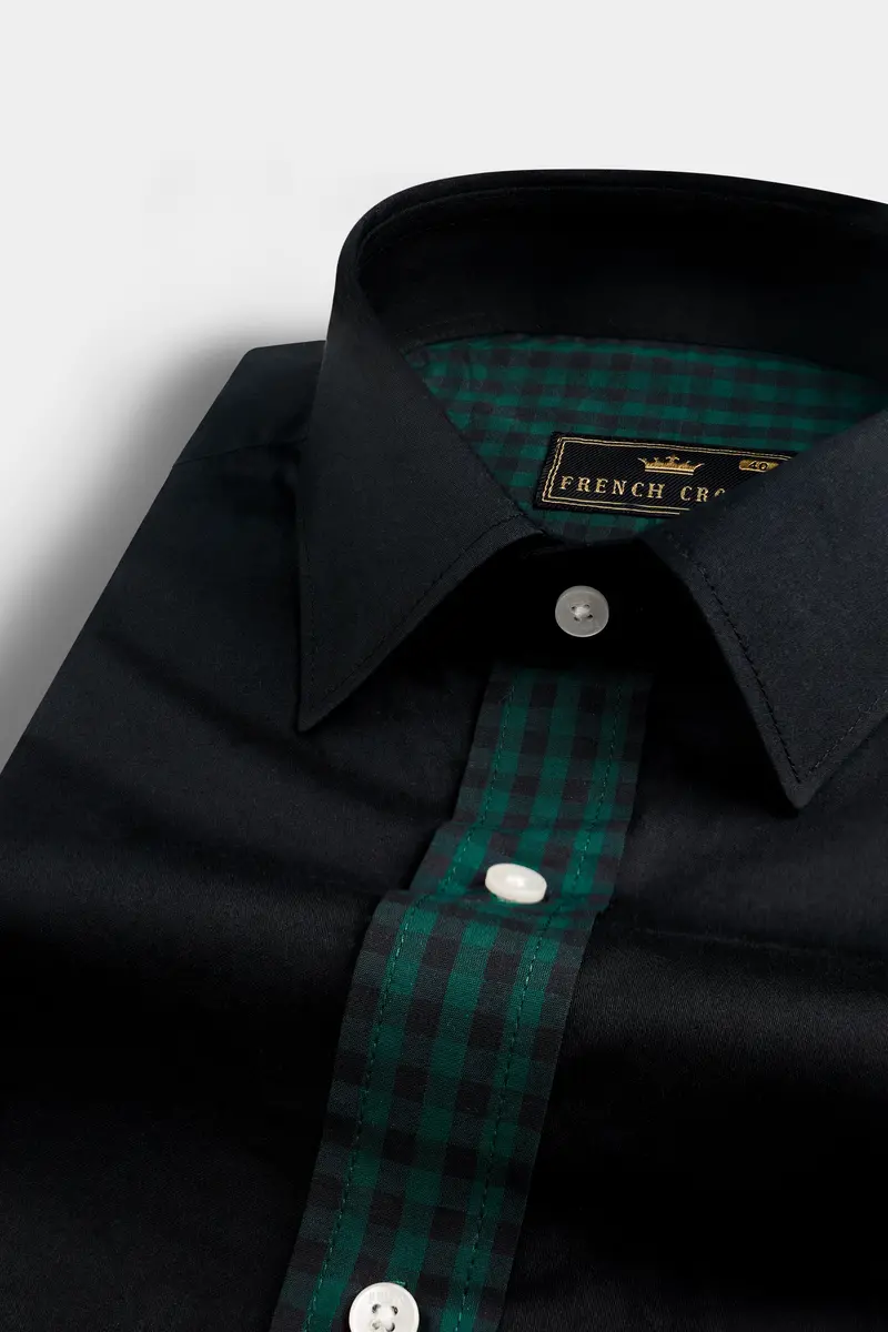 Eden Green And Jade Black Checkered Premium Cotton Shirt 4