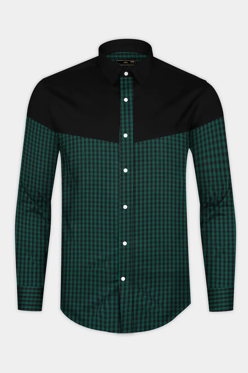 Eden Green And Jade Black Checkered Premium Cotton Shirt 5