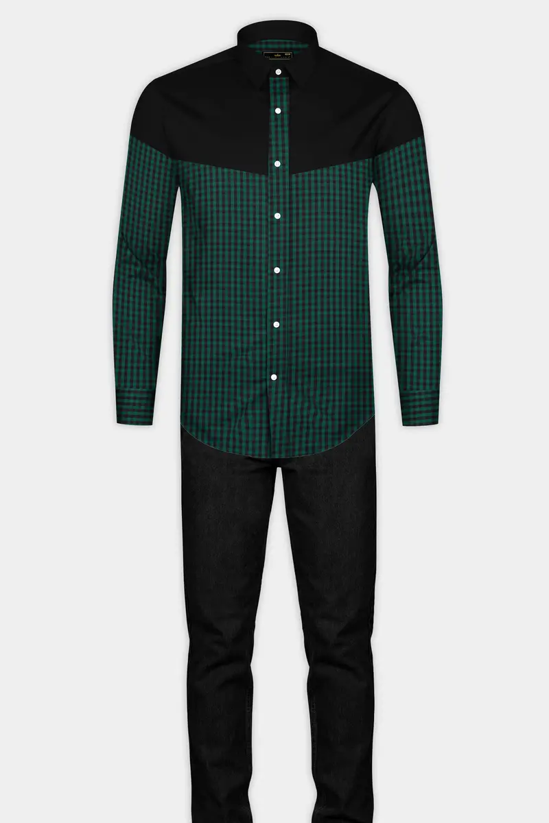 Eden Green And Jade Black Checkered Premium Cotton Shirt 7
