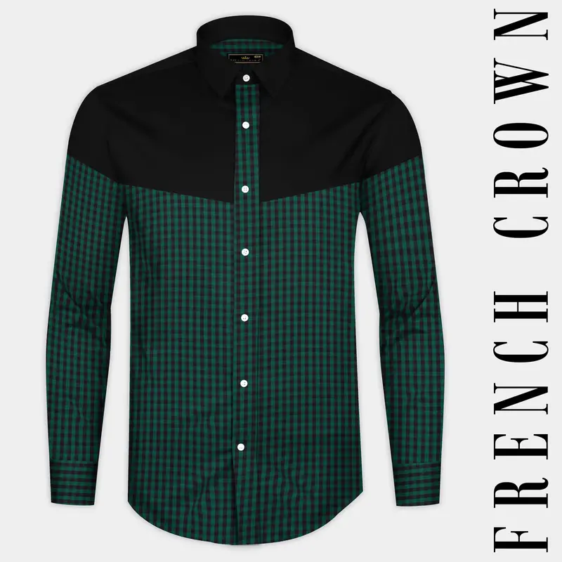 Eden Green And Jade Black Checkered Premium Cotton Shirt 8