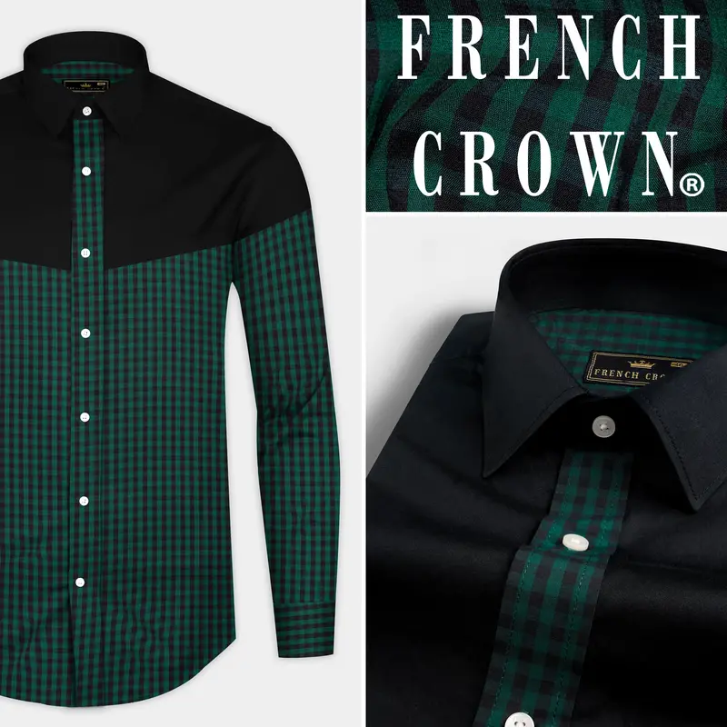 Eden Green And Jade Black Checkered Premium Cotton Shirt 9