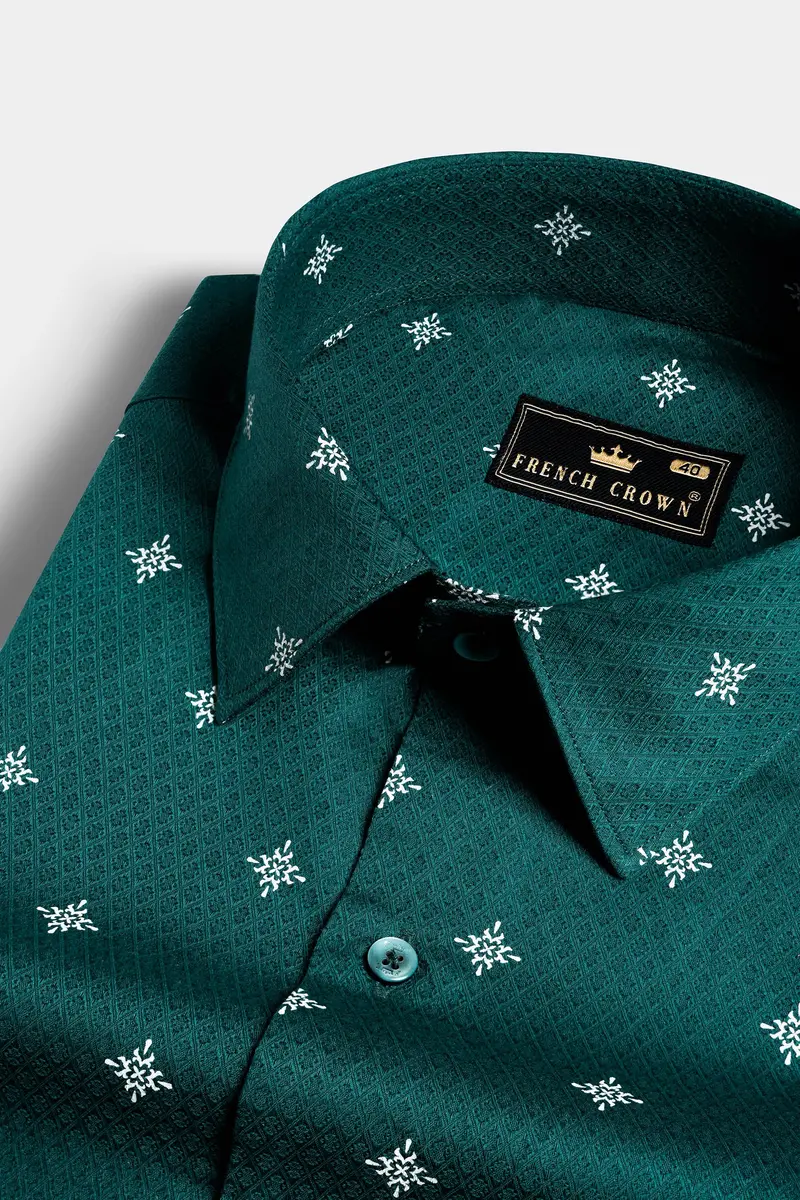 Eden Green Dobby Textured Premium Giza Cotton Shirt 1