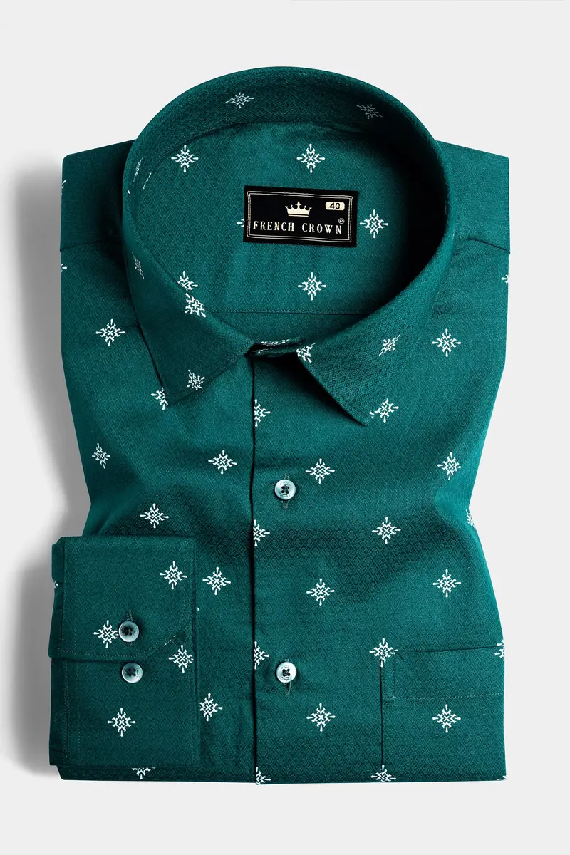 Eden Green Dobby Textured Premium Giza Cotton Shirt 3