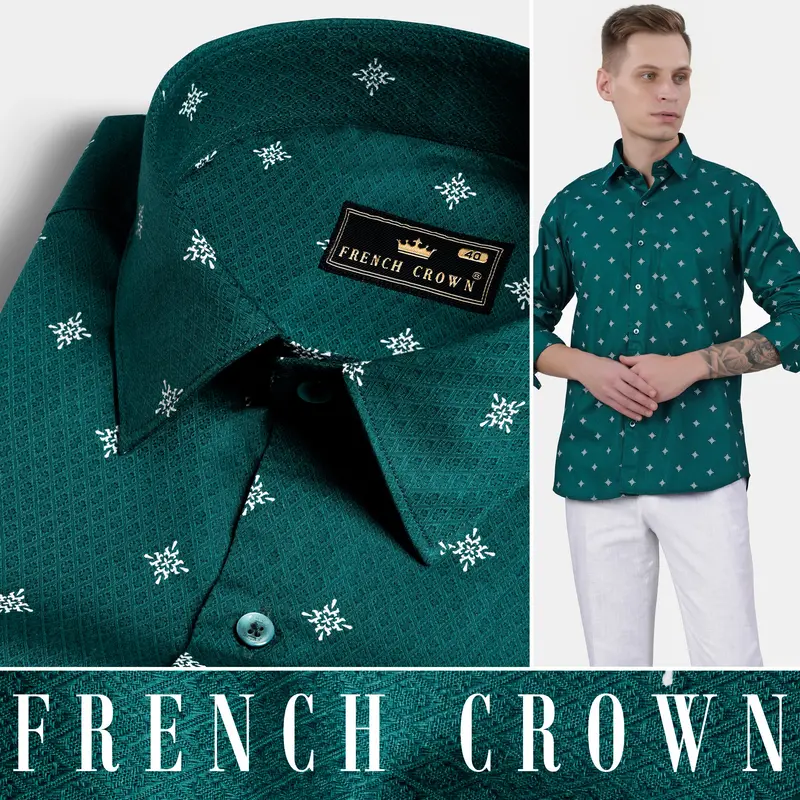 Eden Green Dobby Textured Premium Giza Cotton Shirt 4