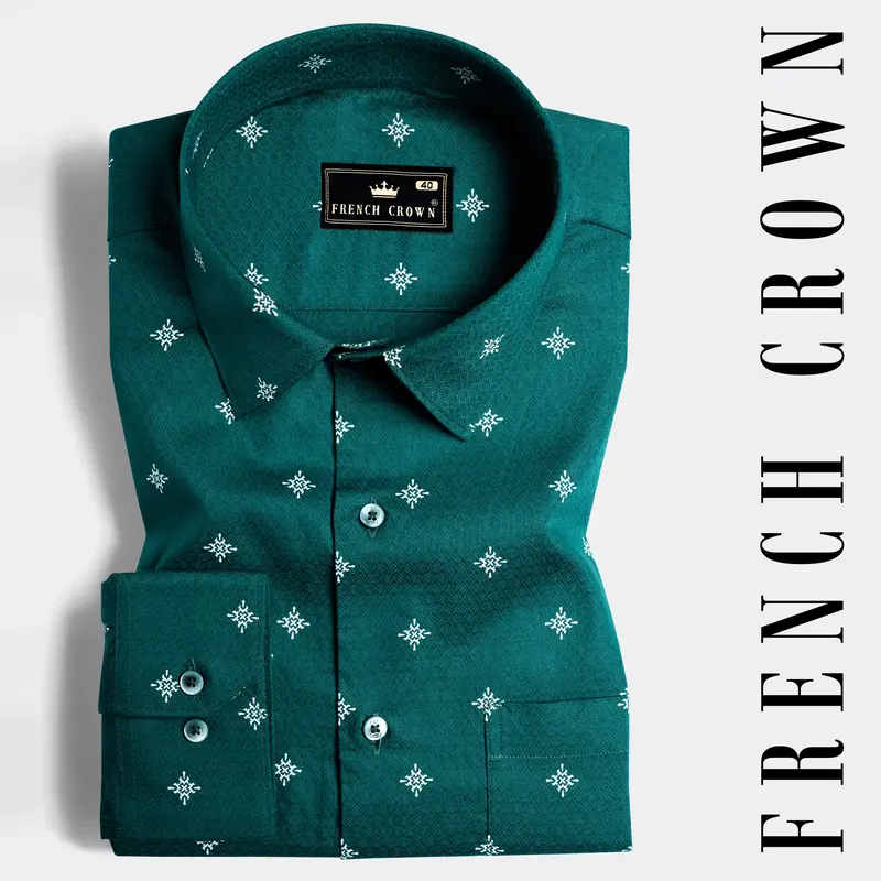 Eden Green Dobby Textured Premium Giza Cotton Shirt 7