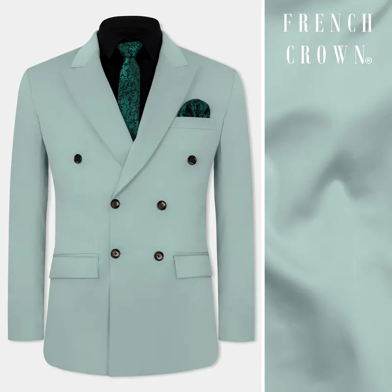 Edward Blue Double Breasted Premium Cotton Stretchable Traveler Blazer 1