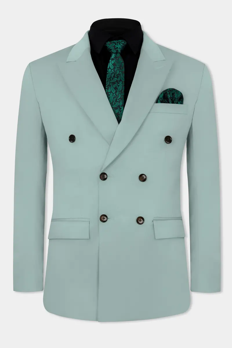 Edward Blue Double Breasted Premium Cotton Stretchable Traveler Blazer 2