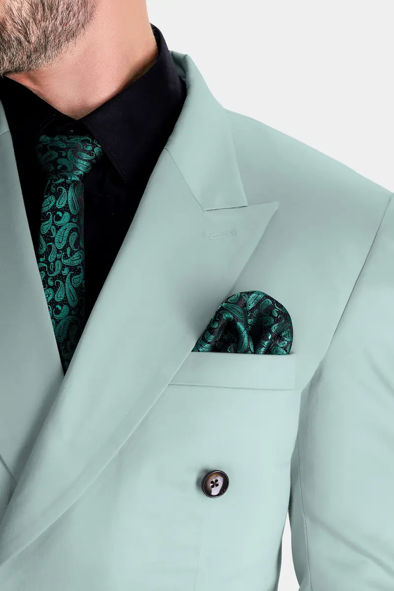 Edward Blue Double Breasted Premium Cotton Stretchable Traveler Blazer 5