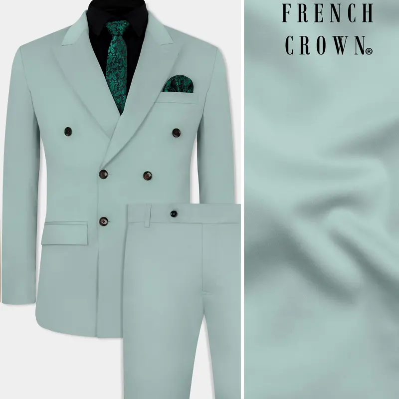 Edward Blue Double Breasted Premium Cotton Stretchable Traveler Suit 1