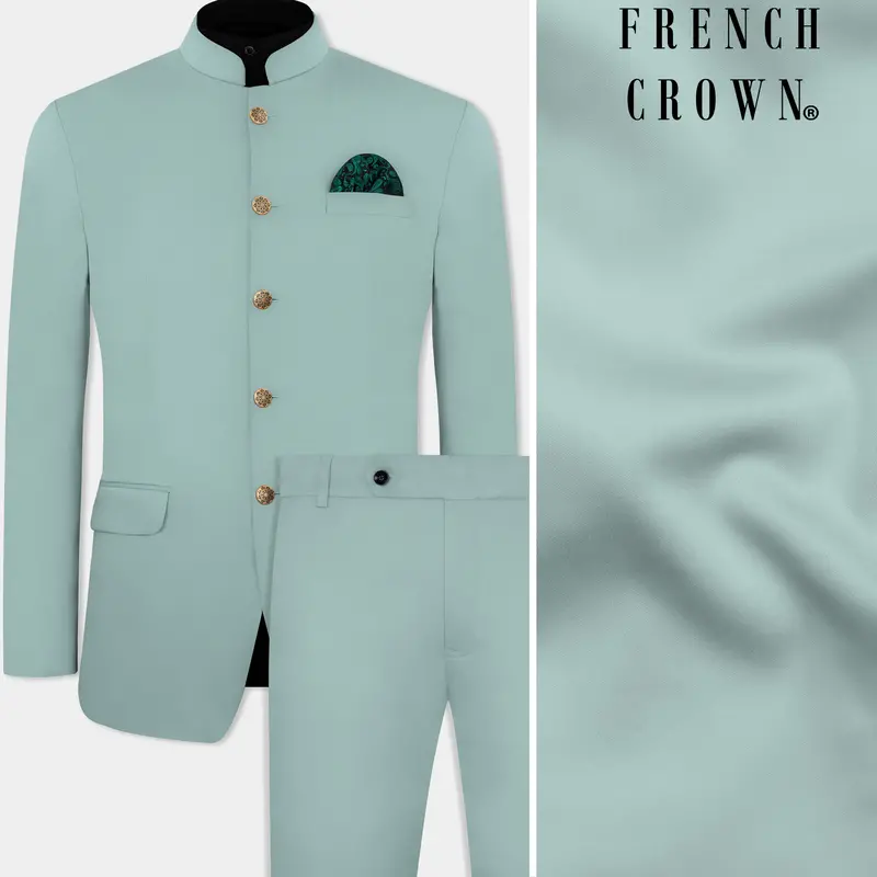 Edward Blue Premium Cotton Bandhgala Stretchable Traveler Suit 1