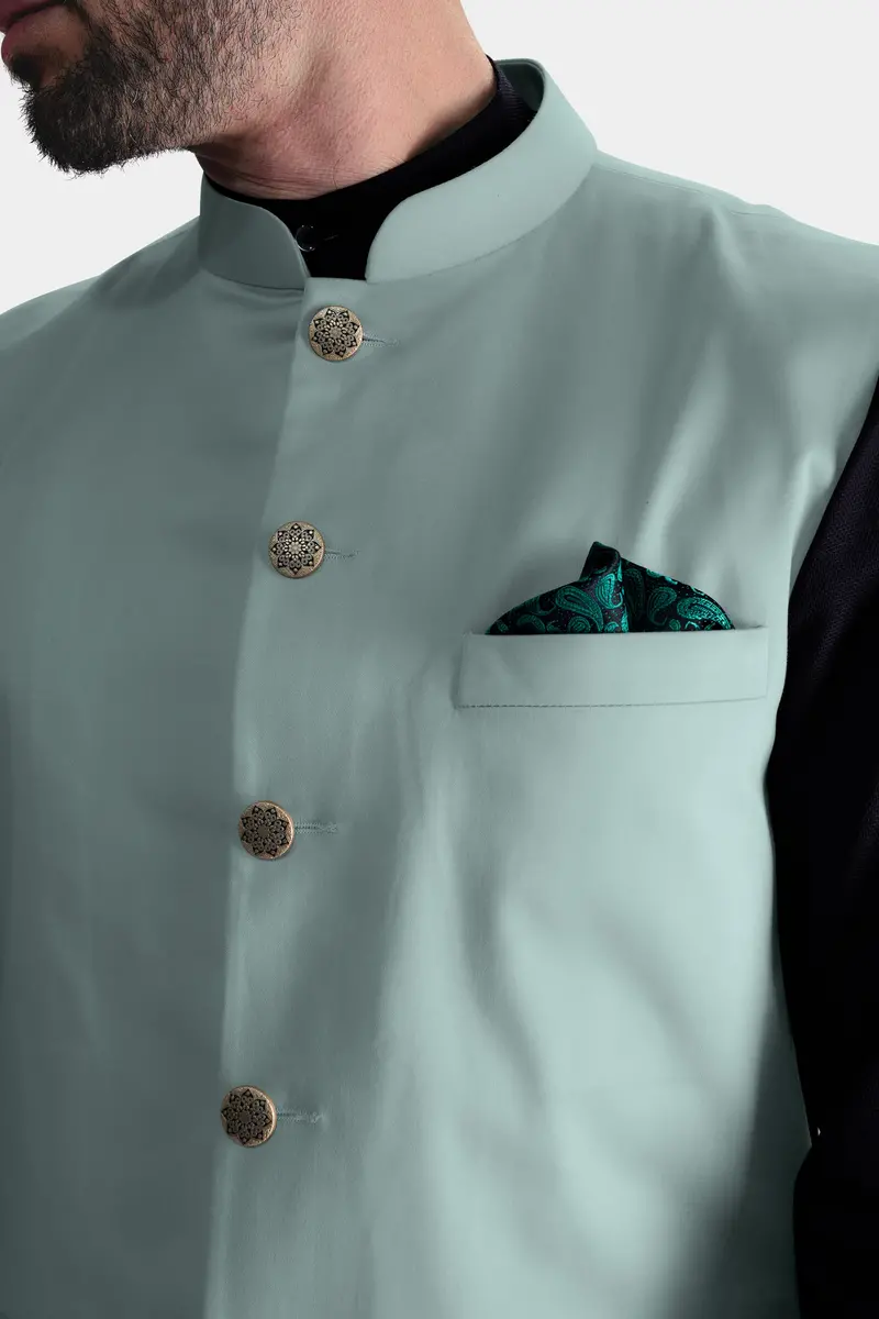 Edward Blue Premium Cotton Bandhgala Stretchable Traveler Suit 10