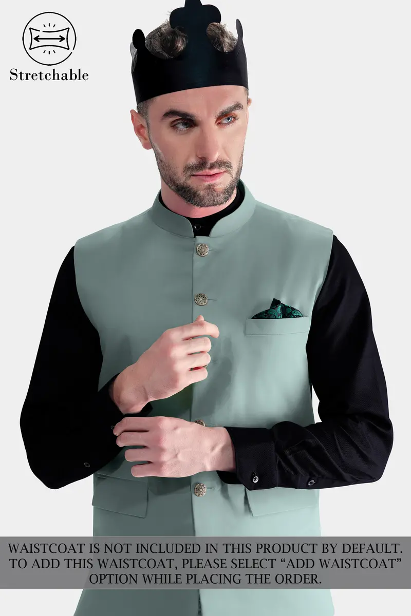 Edward Blue Premium Cotton Bandhgala Stretchable Traveler Suit 11