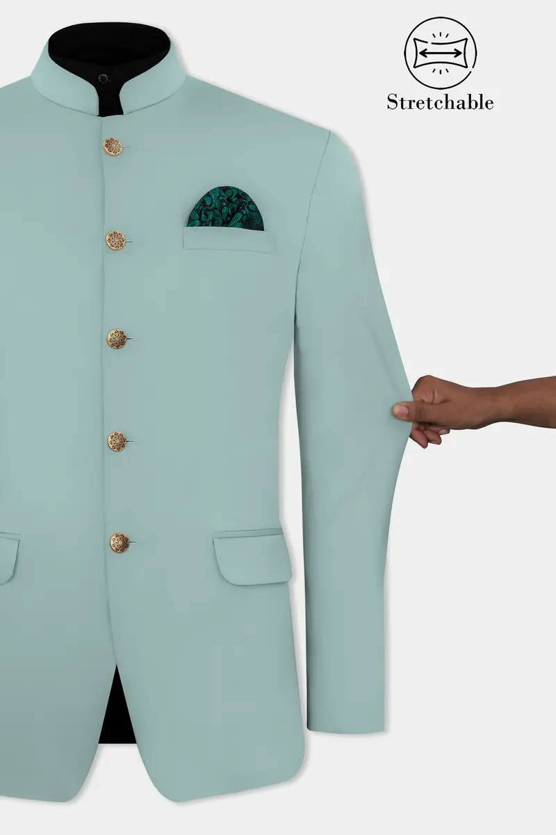 Edward Blue Premium Cotton Bandhgala Stretchable Traveler Suit 15