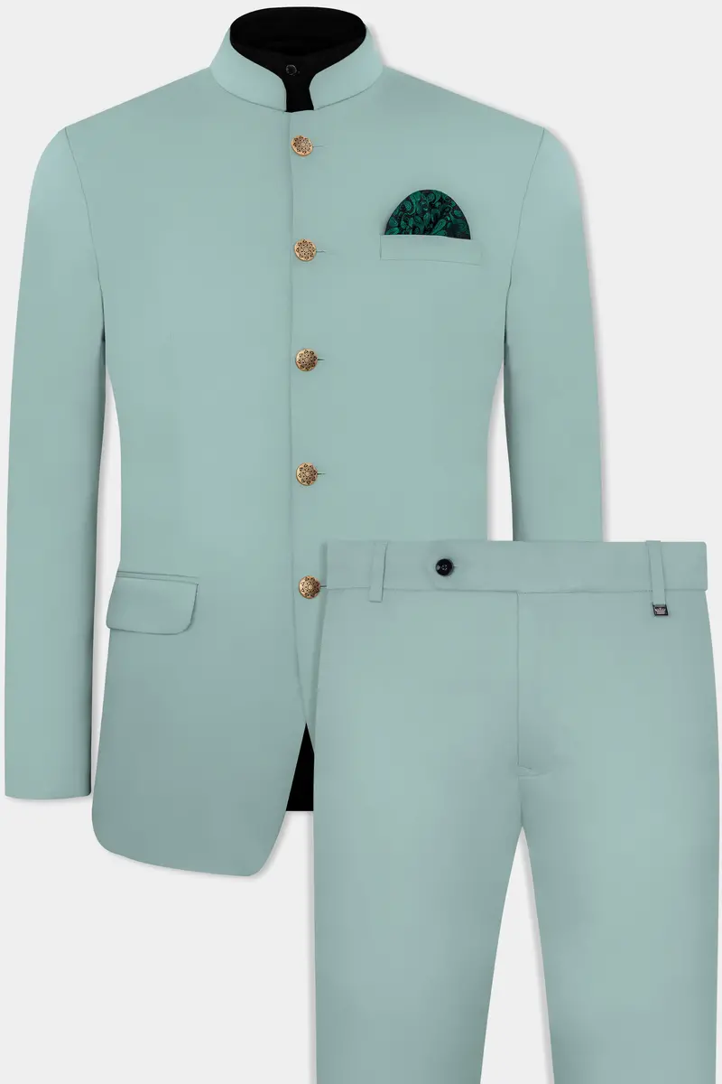 Edward Blue Premium Cotton Bandhgala Stretchable Traveler Suit 2