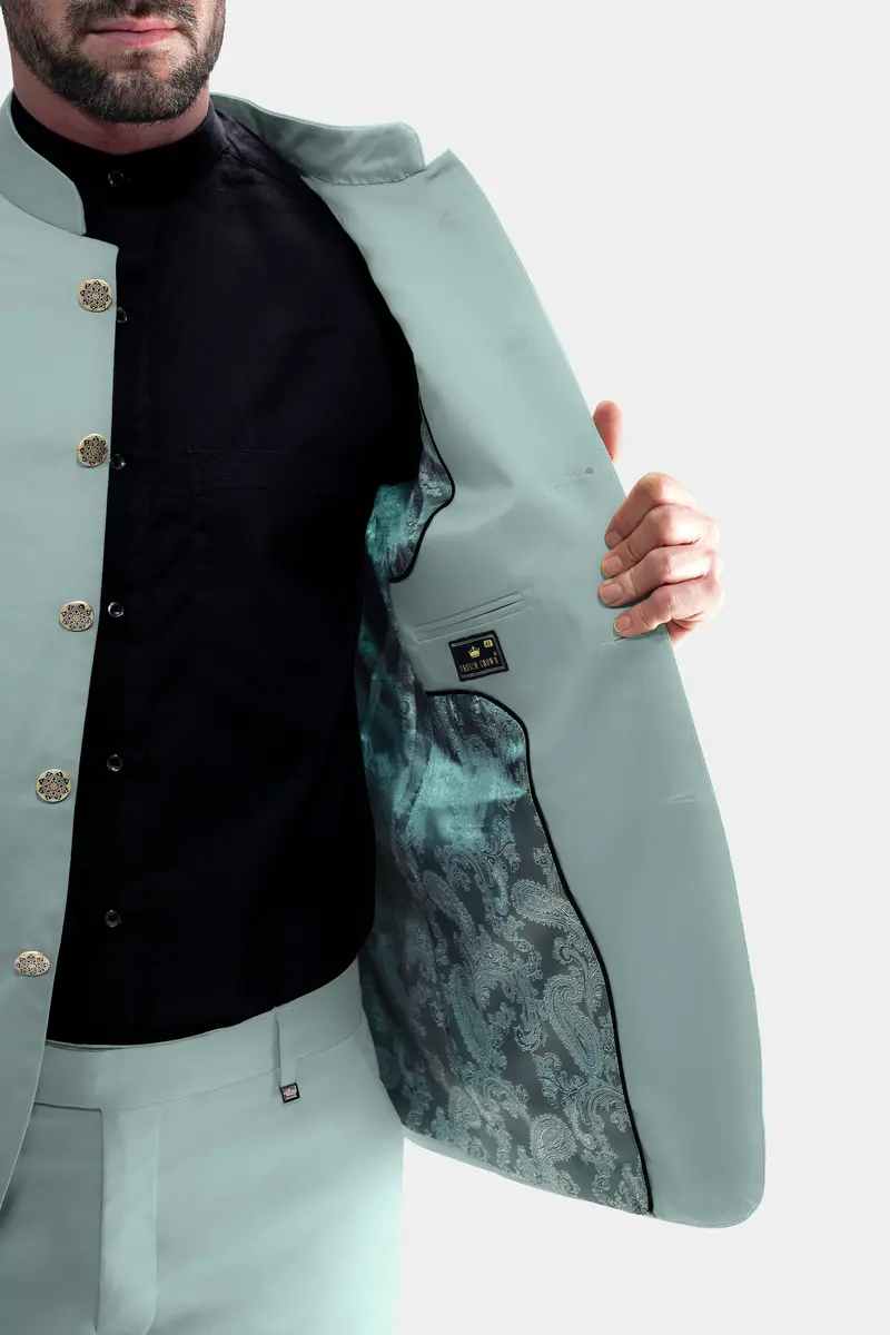 Edward Blue Premium Cotton Bandhgala Stretchable Traveler Suit 4