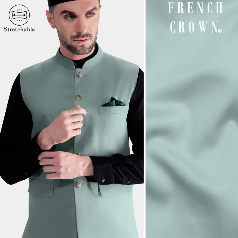 Edward Blue Premium Cotton Stretchable Traveler Nehru Jacket 1
