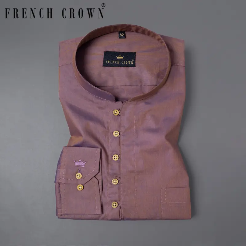 Eggplant Two Tone Chambray Premium Cotton Shirt 1