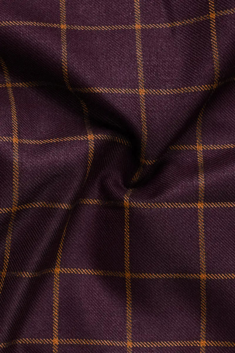 Eggplant Wine Windowpane Wool Rich Pant 3