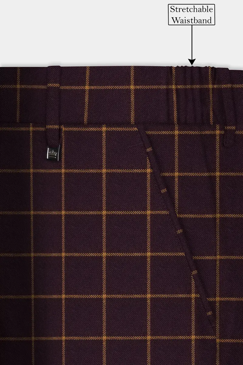 Eggplant Wine Windowpane Wool Rich Pant 6