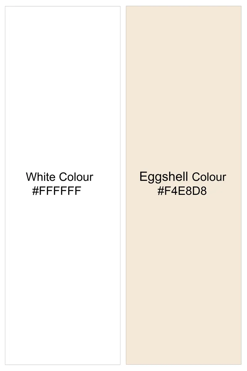 Eggshell Cream And Bright White Checked Twill Premium Cotton Shirt 8