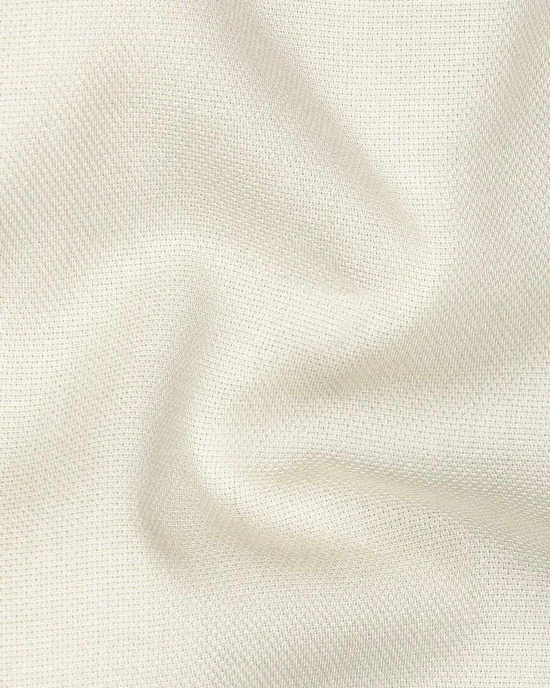 Eggshell Cream Dobby Textured Premium Giza Cotton Kurta Shirt 3