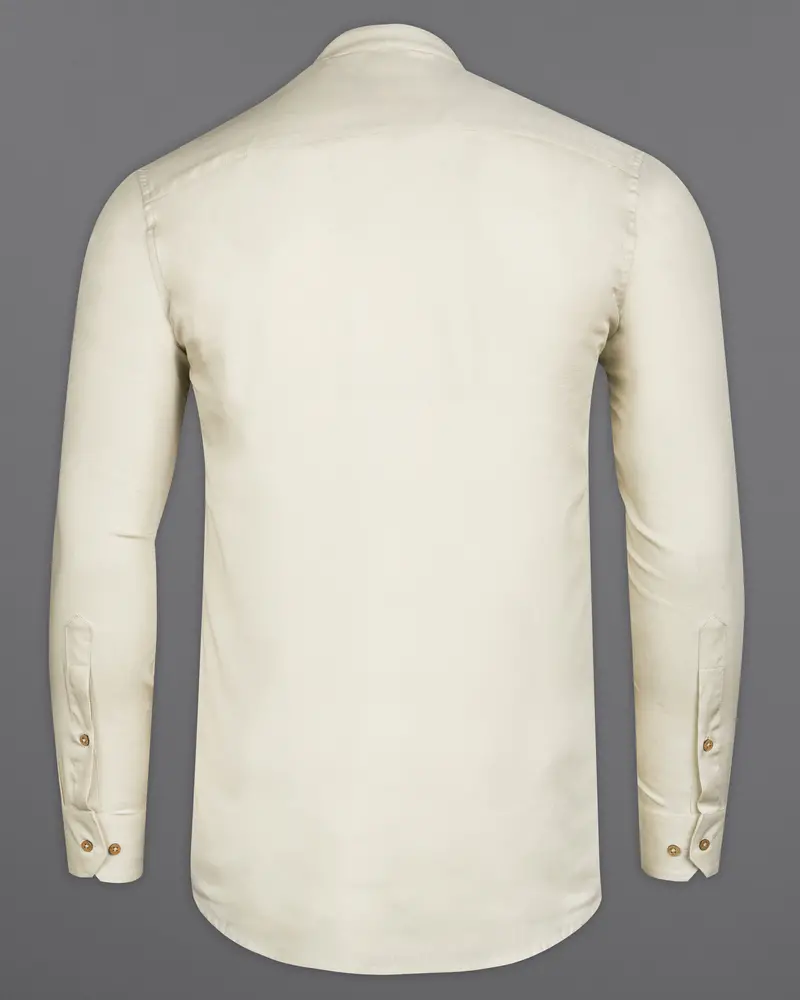 Eggshell Cream Dobby Textured Premium Giza Cotton Kurta Shirt 7