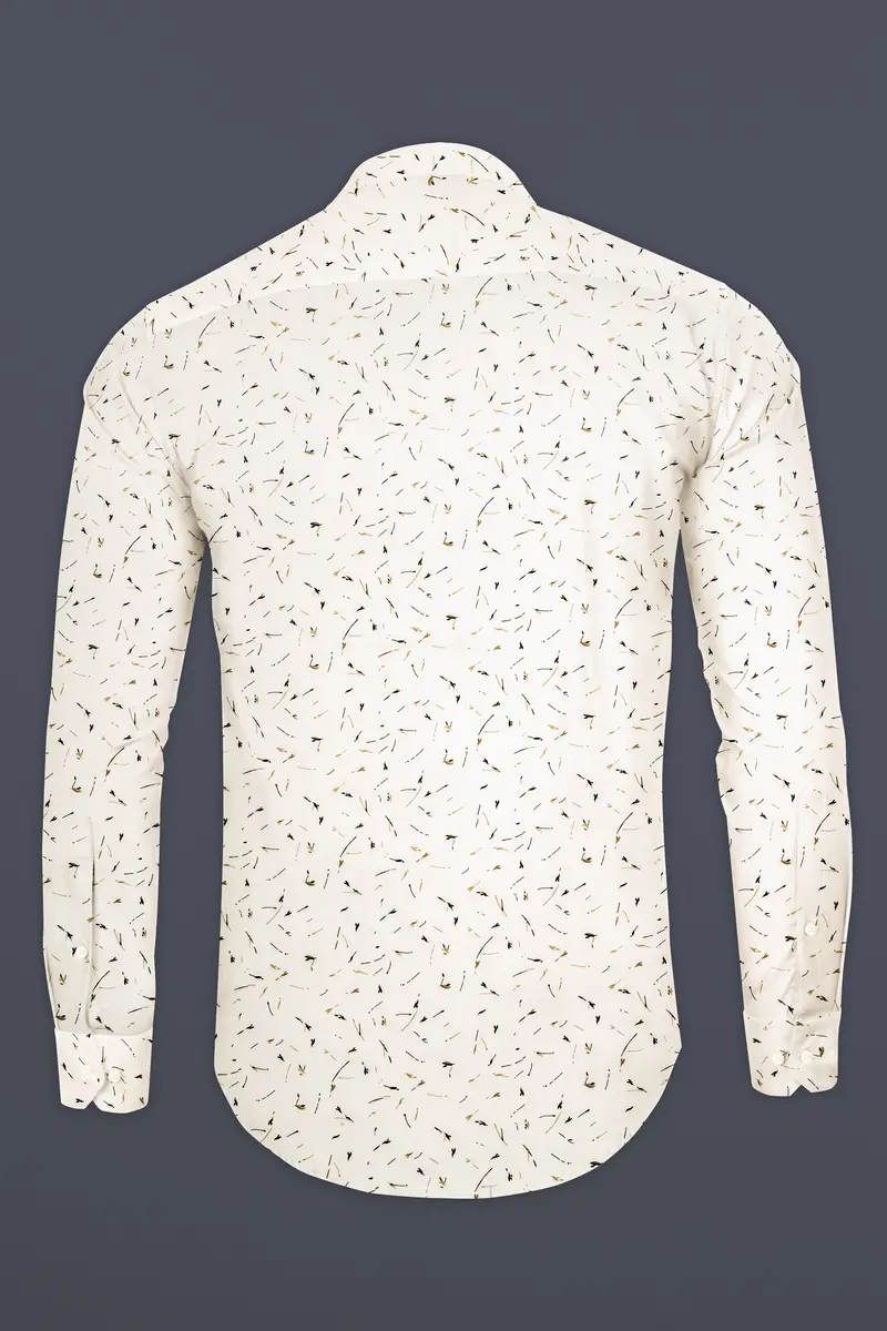 Eggshell Cream Printed Subtle Sheen Super Soft Premium Cotton Shirt 5