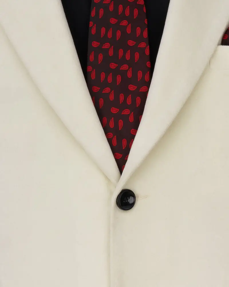 Eggshell Cream Single Breasted Premium Velvet Designer Blazer 4