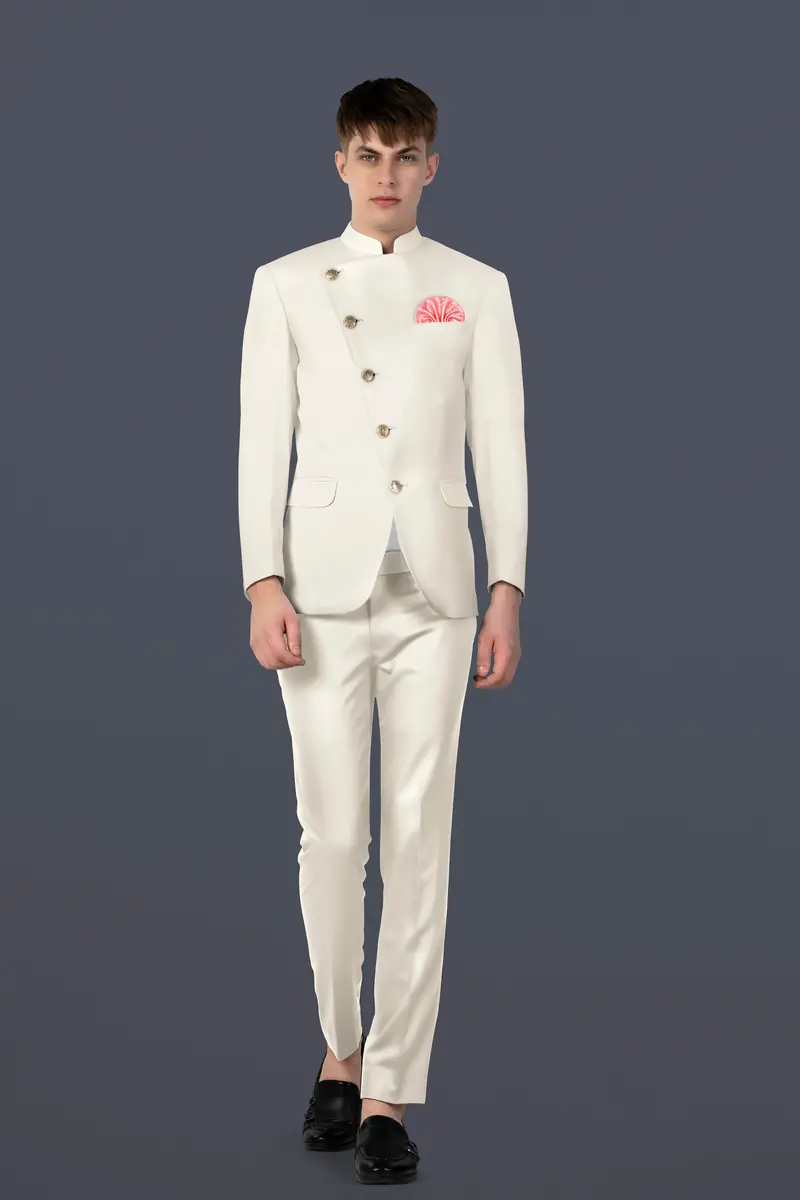 Eggshell Cream Solid Premium Cotton Blazer 10
