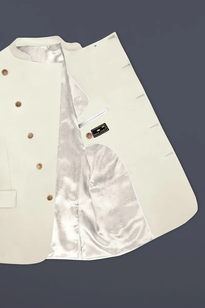 Eggshell Cream Solid Premium Cotton Blazer 4