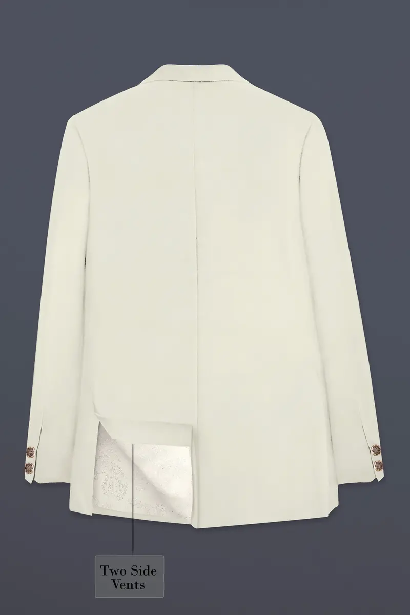 Eggshell Cream Solid Premium Cotton Blazer 7