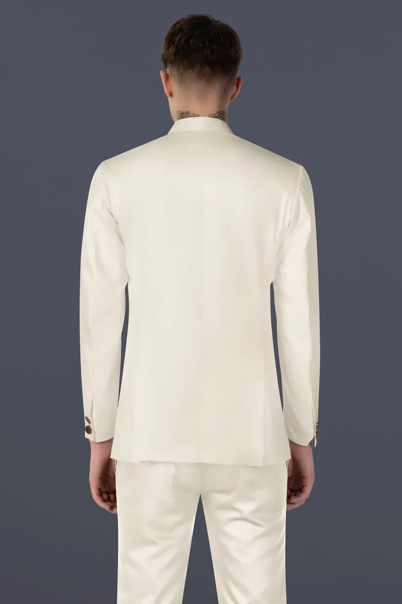 Eggshell Cream Solid Premium Cotton Blazer 9
