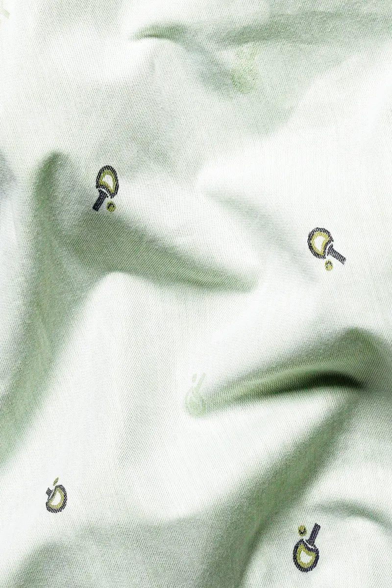 Eggshell Green Jacquard Textured Premium Giza Cotton Shirt 2