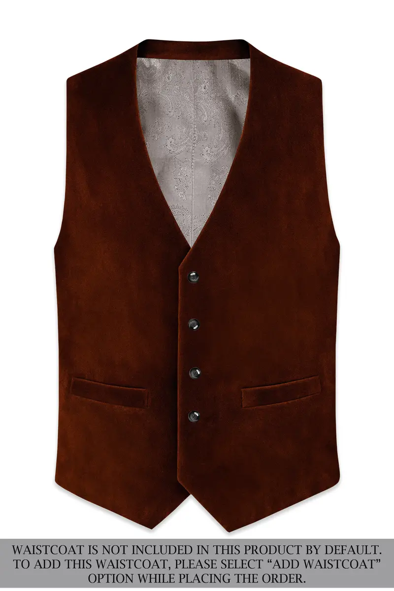 Eldor-Van Cleef Brown Velvet Peak Lapel Tuxedo Suit 16