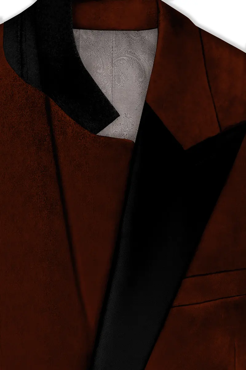 Eldor-Van Cleef Brown Velvet Peak Lapel Tuxedo Suit 5
