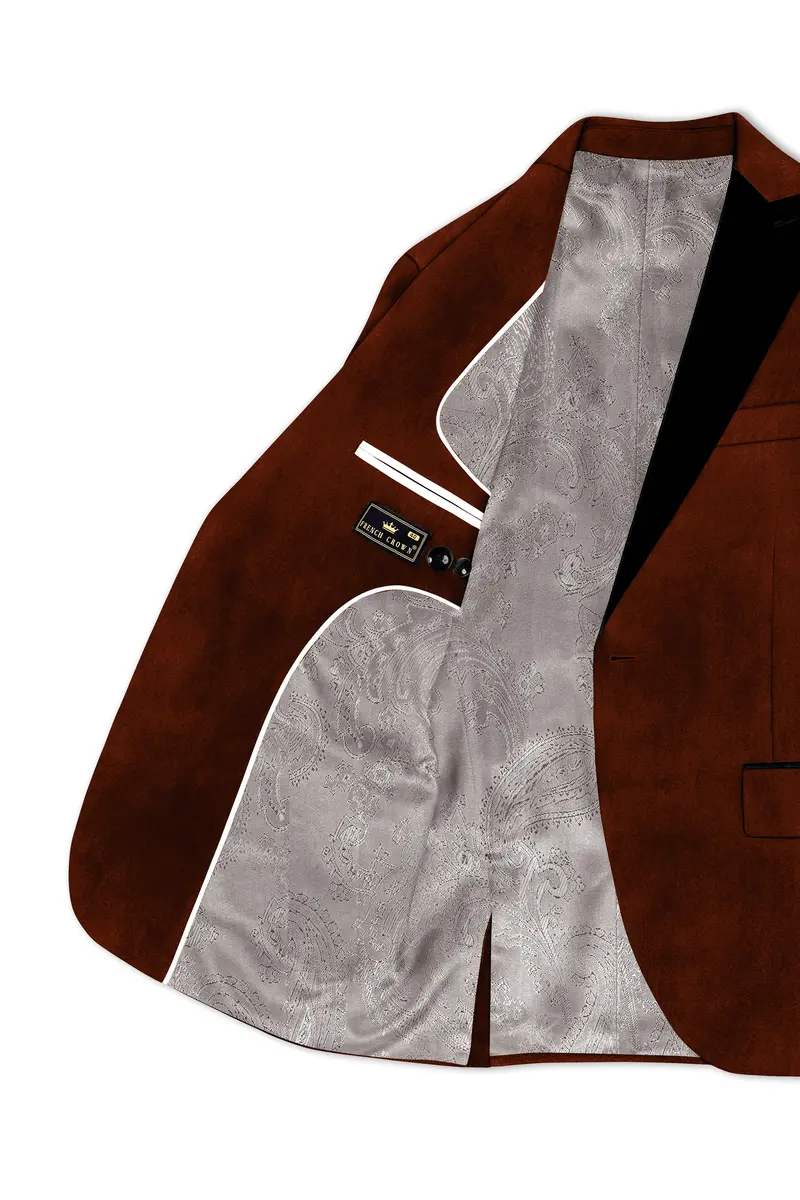 Eldor-Van Cleef Brown Velvet Peak Lapel Tuxedo Suit 6