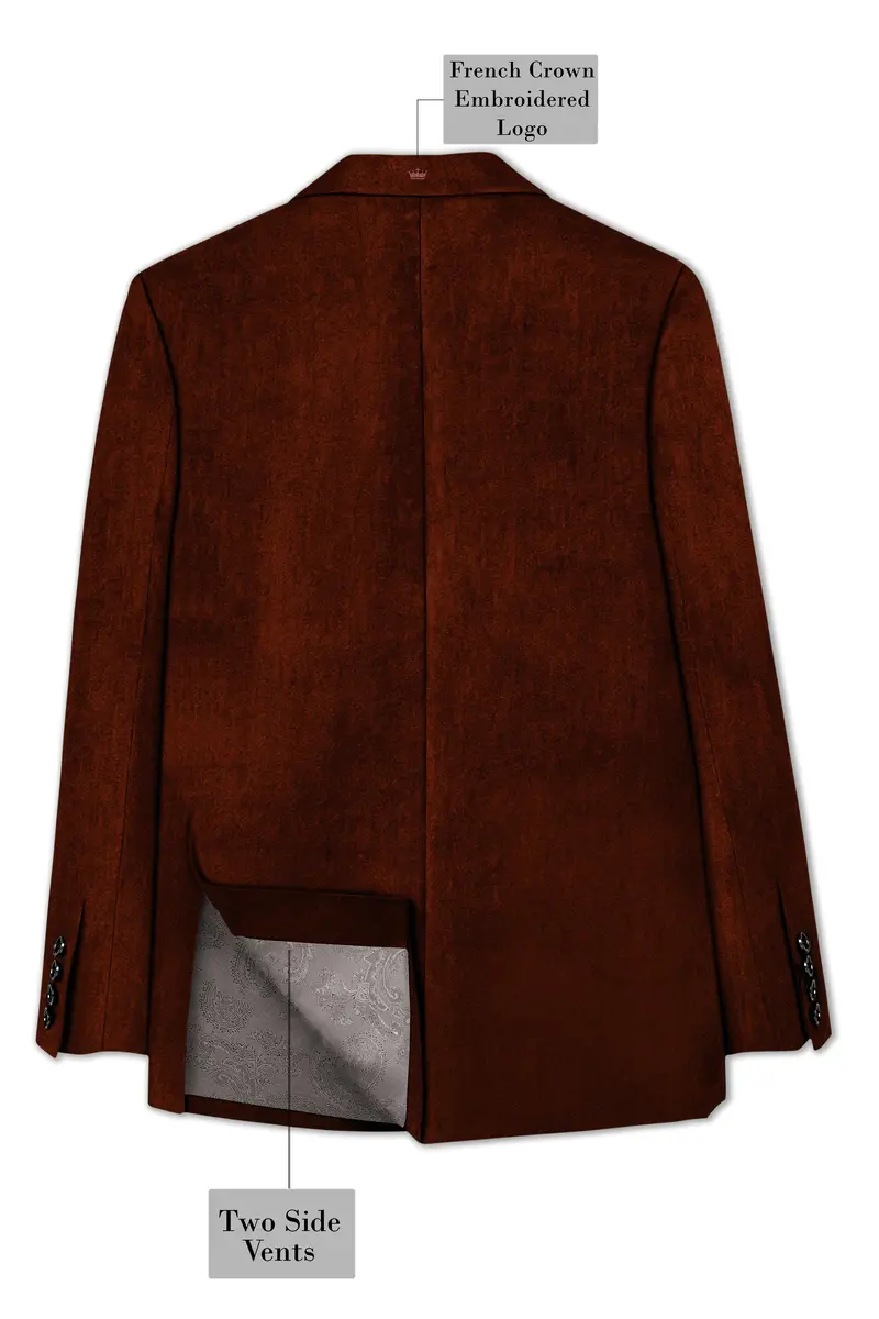 Eldor-Van Cleef Brown Velvet Peak Lapel Tuxedo Suit 9