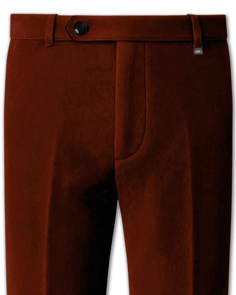 Eldor-Van Cleef Brown Velvet Stretchable Waistband Pant 1